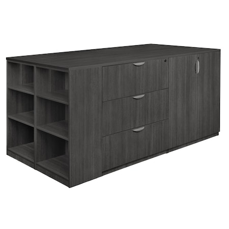 Regency Regency Legacy Stand Up 2 Storage Cabinet/ 2 Lateral File Quad with Bookcase End- Ash Grey LS2SC2LF8546AG